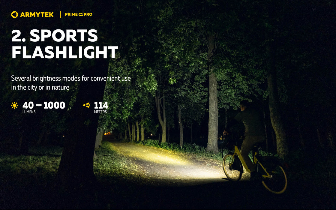 Armytek Prime C1 Pro – ražotāja informatīvais slaids Nr. 6 par lukturi