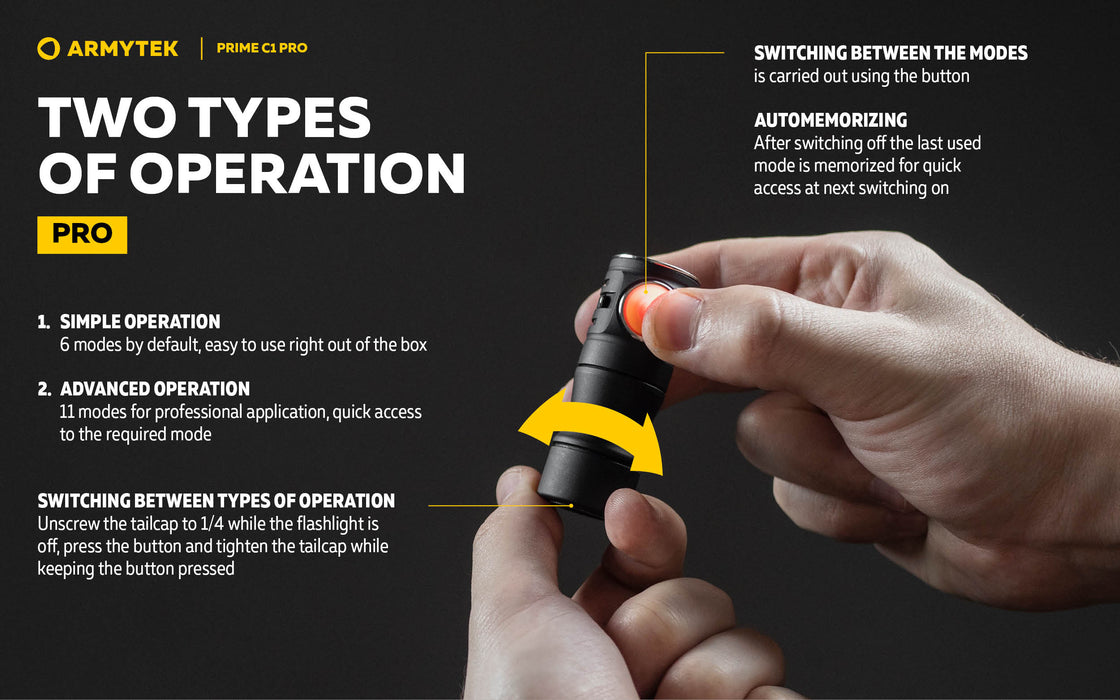 Armytek Prime C1 Pro – ražotāja informatīvais slaids Nr. 11 par lukturi
