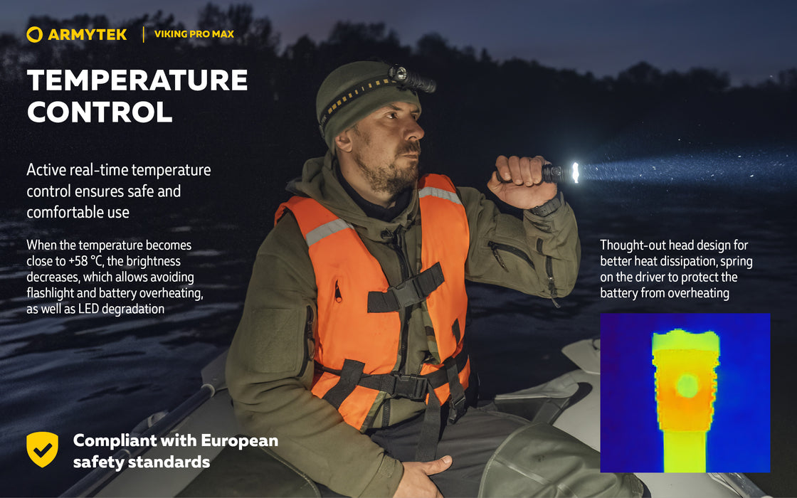 Armytek Viking Pro Max – ražotāja informatīvais slaids Nr. 14 par lukturi