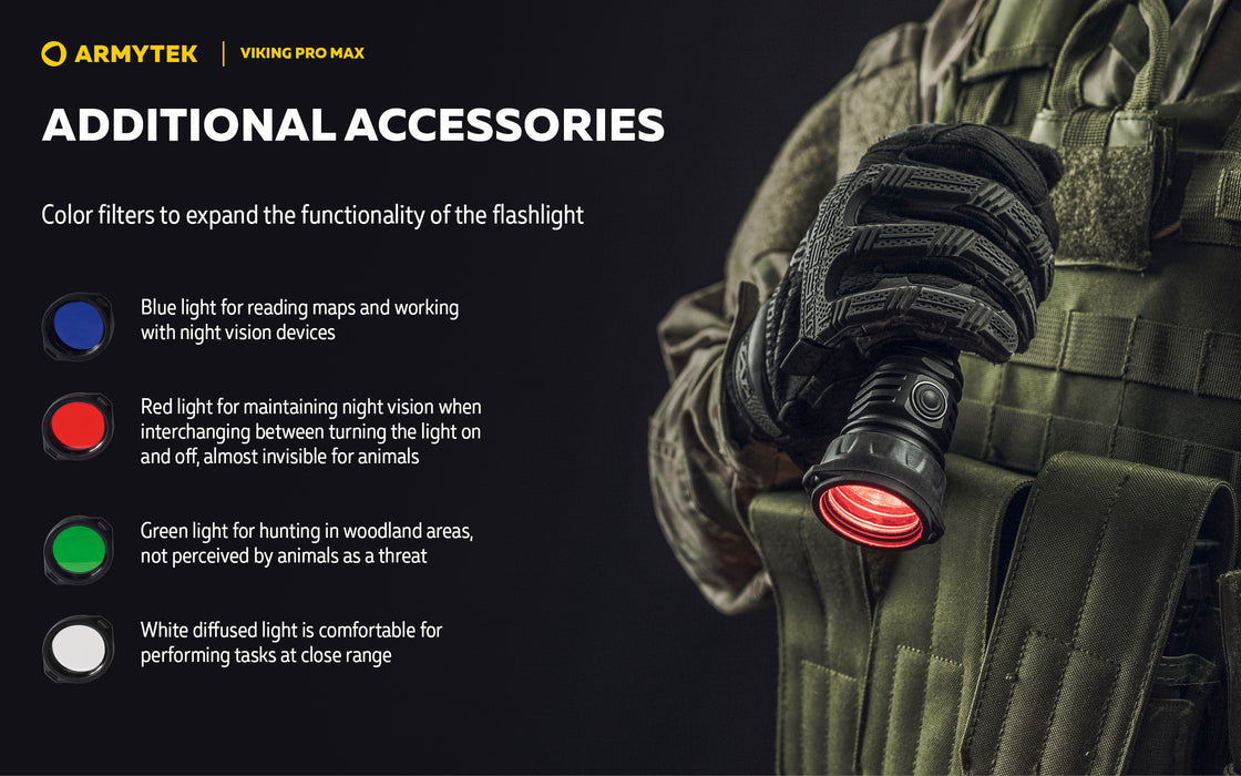 Armytek Viking Pro Max – ražotāja informatīvais slaids Nr. 18 par lukturi