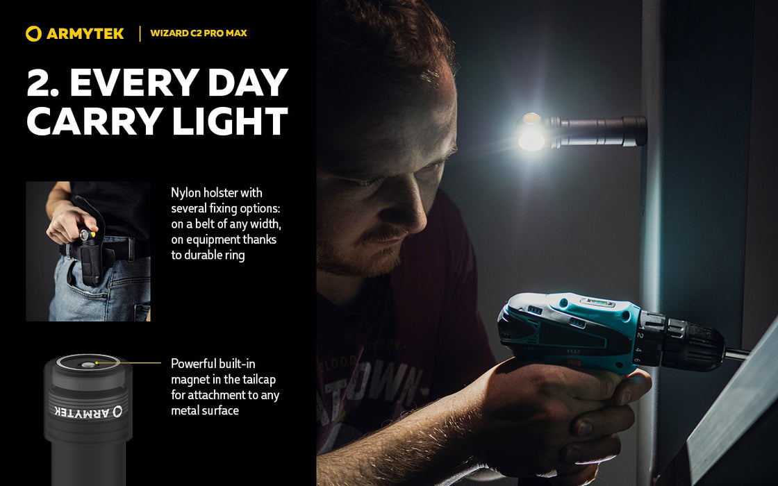Armytek Wizard C2 Pro Max – ražotāja informatīvais slaids Nr. 4 par lukturi