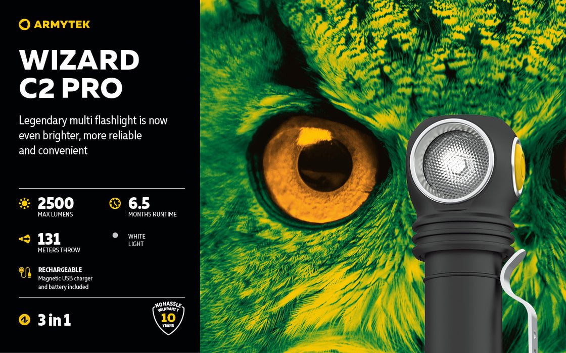 Armytek Wizard C2 Pro – ražotāja informatīvais slaids Nr. 1 par lukturi