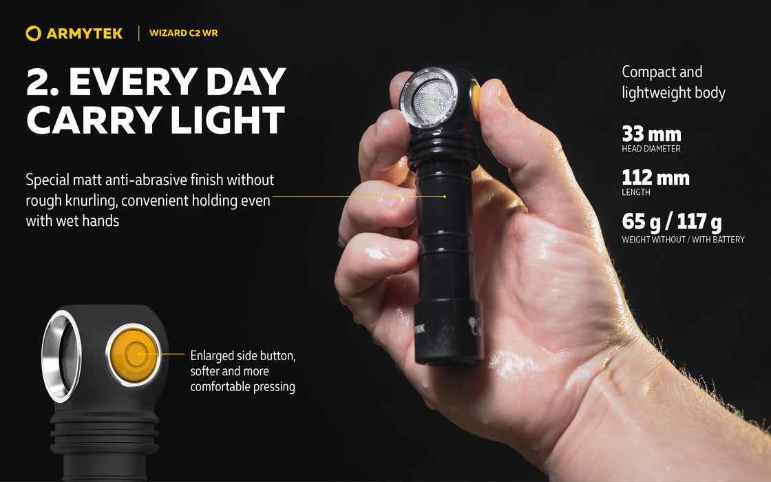 Armytek Wizard C2 WR – ražotāja informatīvais slaids Nr. 5 par lukturi