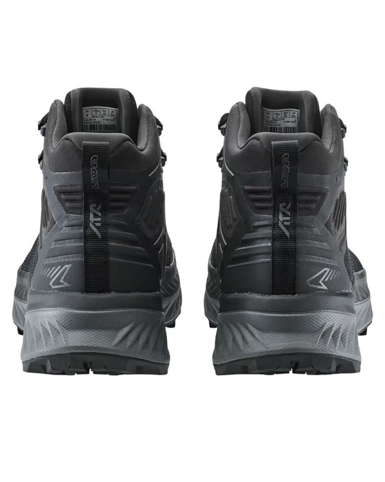 Taku skriešanas apavi. Lowa Fortux QC GTX Black, melni pusšķēlu taku skriešanas apavi ar izcilu potītes atbalstu un izturību grūtākos apstākļos.