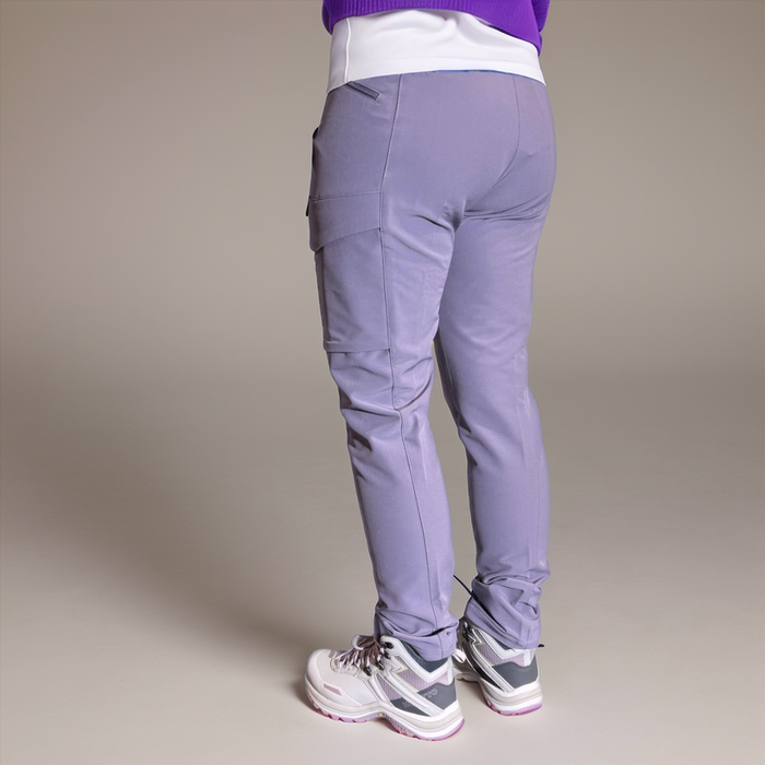 Humtto sieviešu trekinga bikses, ūdensnecaurlaidīgas, elastīgas, violetas, piemērotas pārgājieniem un aktīvai atpūtai ārā.