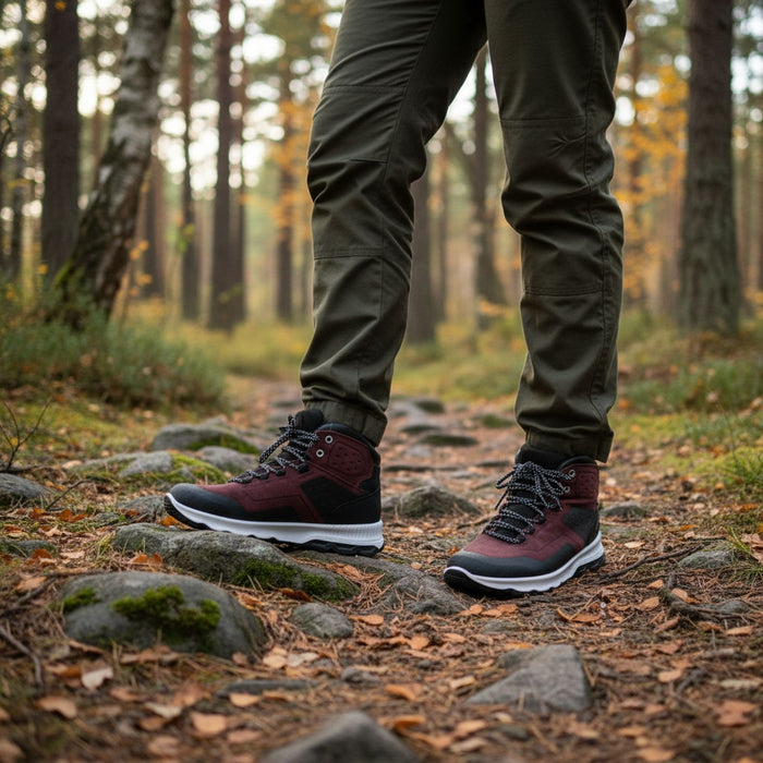 grisport pārgājienu zābaki ar ādas augšdaļu, ūdensizturīgi, piemēroti rudenim un pārgājieniem Latvijas mežā