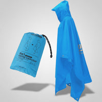 ūdensdrošs lietusmētelis ar kapuci, zils, universāls pončo lietainiem laikapstākļiem un pārgājieniem