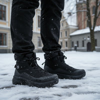 Humtto vīriešu trekinga zābaki, ūdensnecaurlaidīgi, melni, ziemas pārgājieniem Latvijas laikapstākļiem.