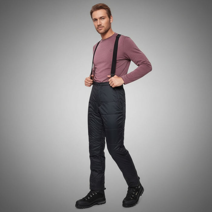 fhm insulation bikses ar primaloft siltinājumu, vēju necaurlaidīgas, melnas, ziemas aktivitātēm latvijas apstākļos