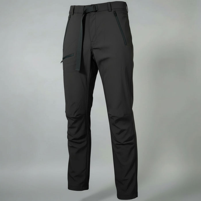 Pārgājienu Bikses Humtto no Softshell Suduma Melnā Krāsā ar Integrētu Jostu