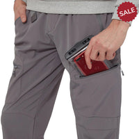 - Trousers Spurt Grey ar elastīgu jostu
- Vīrs rāda Trousers Spurt pelēkas bikses, kurām ir sānu kabata ar rāvējslēdzēju.
- Bikses piemērotas karstam laikam makšķerēšanai un citām āra aktivitātēm
- Bikses ar Teflon mud un ūdens atgrūdošu tehnoloģiju
- Izturīga viela: 90% neilons, 10% spandekss
- Četras kabatas ar YKK rāvējslēdzējiem
- Pārdošanā ar atlaidi, FHM