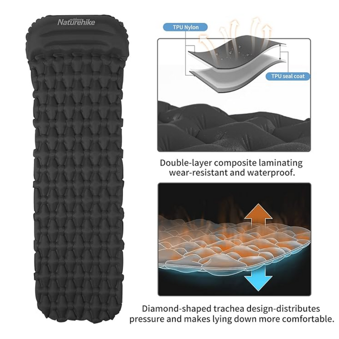 Naturehike FC-12 Sleeping Pad with Pillow R Value: 1,5 Weight 470 g - Outfish
