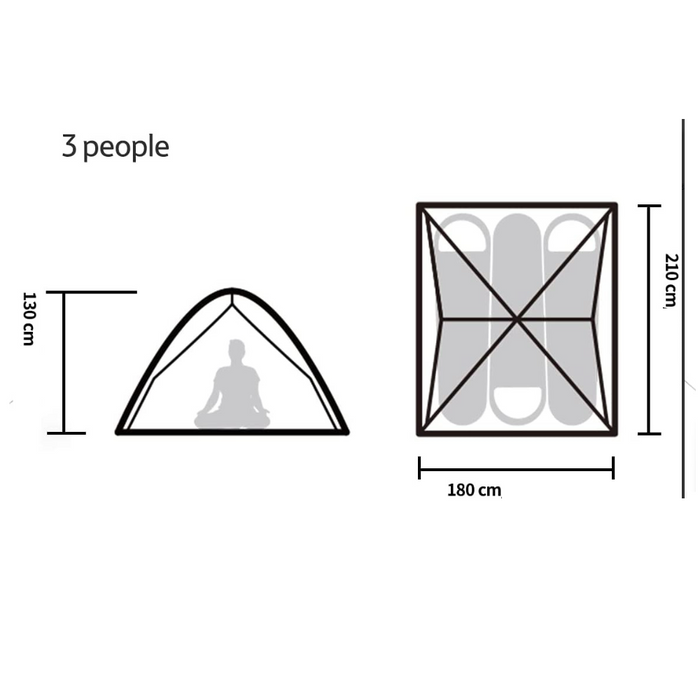Naturehike Pusautomātiskā telts 3 personām