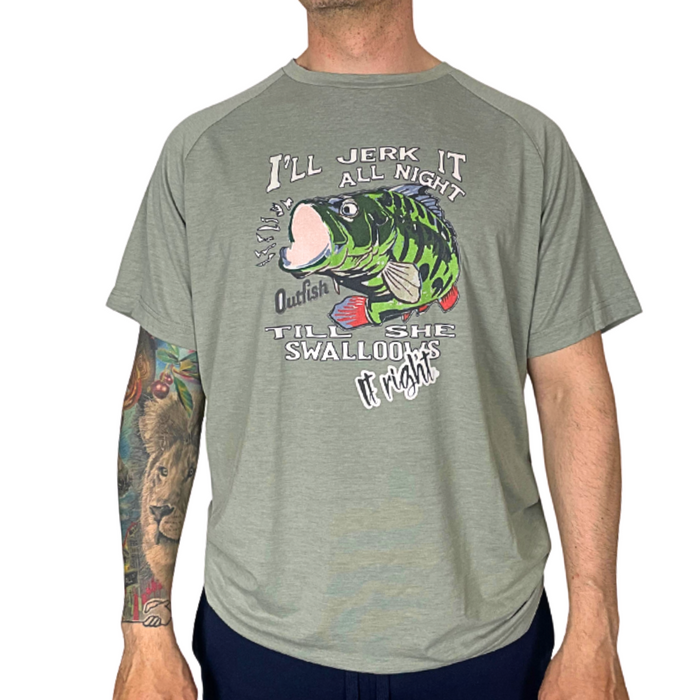 Outfish Custom T-Shirt with Fish Perch Light Green