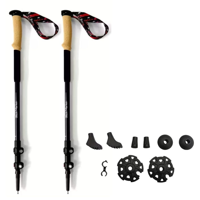 99minds trekinga nūjas karbonā, melnas, ar papildus uzgaļiem pārgājieniem un kempingam Latvijas apstākļos