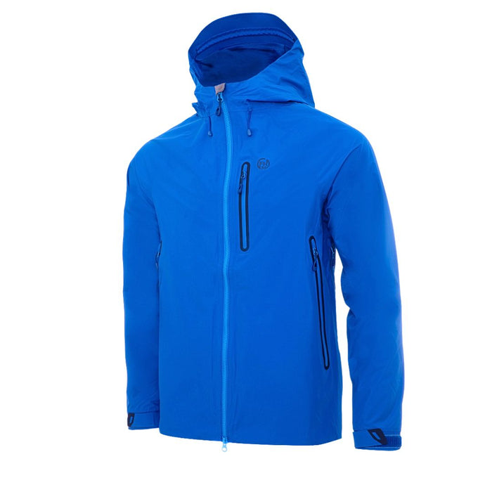 FHM lietus jaka, ūdensnecaurlaidīga 10000 mm membrāna, zilā krāsa, piemērota pārgājieniem un lietainam laikam Latvijā.