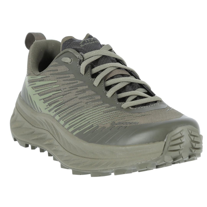 lowa fortux trail skriešanas apavi ar sintētisku virsmu un dyneva amortizāciju, zaļgani brūni, piemēroti taku skriešanai un pārgājieniem