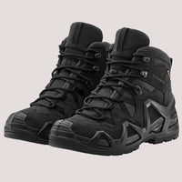 Lowa taktiskie zābaki zephyr mk2 gtx mid, melni, ūdensnecaurlaidīgi, piemēroti pārgājieniem un aktīvai āra lietošanai.