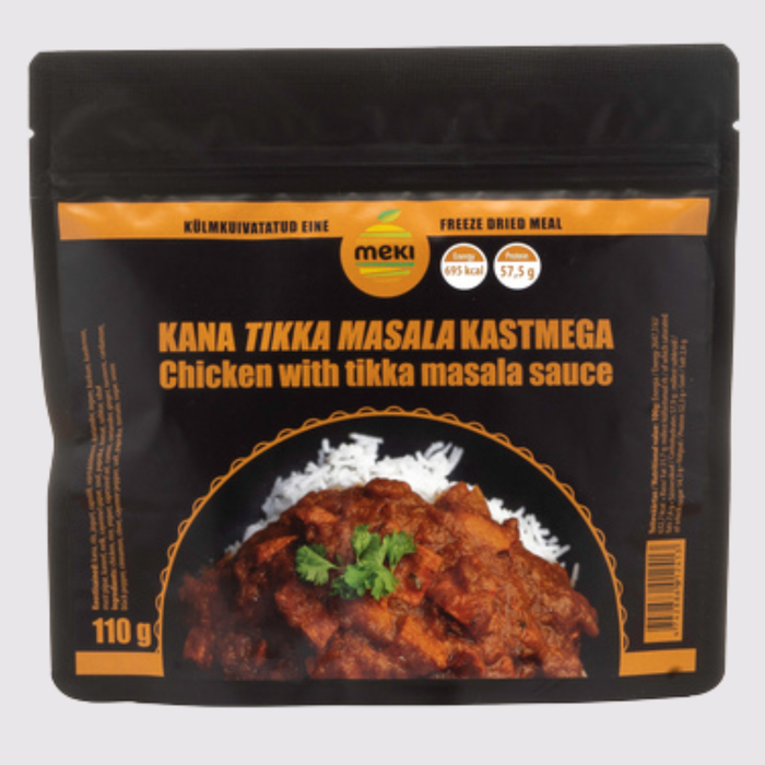 meki vistas tikka masala mērce 110g, sasaldēti kaltēta tūrisma pārtika, ēdiena porcijas komplekts āra aktivitātēm