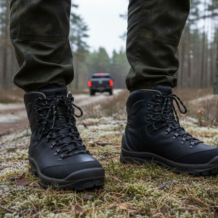 grisport medību zābaki, ādas, ziemas apavi medībām un pārgājieniem Latvijas apstākļiem melni