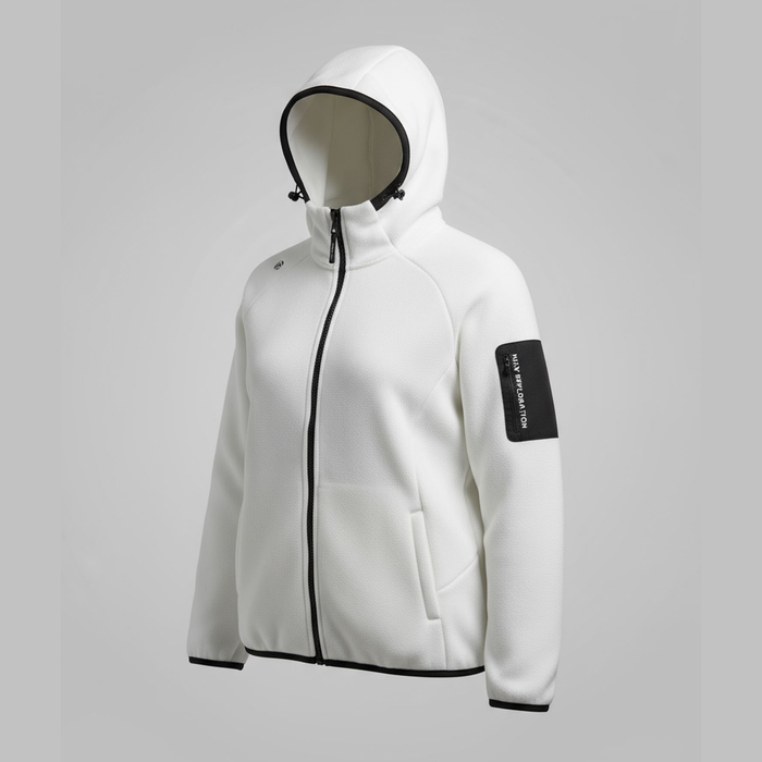 humtto sieviešu teddy flīsa jaka balta, silta un ērtā, piemērota āra aktivitātēm rudenim un ziemai Latvijā