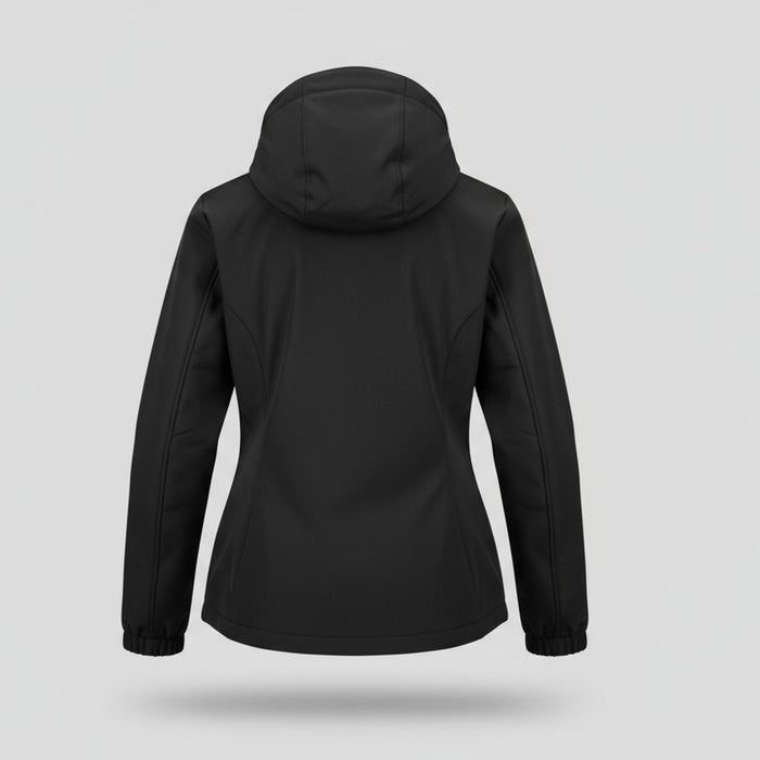 humtto softshell jaka melna, ūdensizturīga ar dwr pārklājumu, piemērota pārgājieniem un lietainam laikam Latvijā