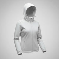 Humtto softshell jaka ar kapuci, ūdensnecaurlaidīga, DWR tehnoloģija, gaiši pelēka, ārai un ikdienai Latvijas laikapstākļiem.