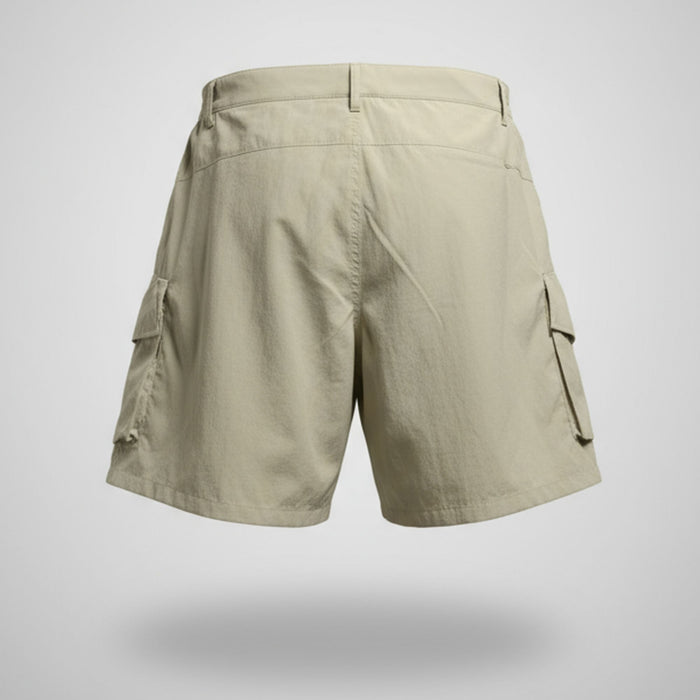 humtto pārgājienu šorti, gaiši bēši, UPF 50 saules aizsardzība, viegli un elpojoši, piemēroti vasaras pārgājieniem