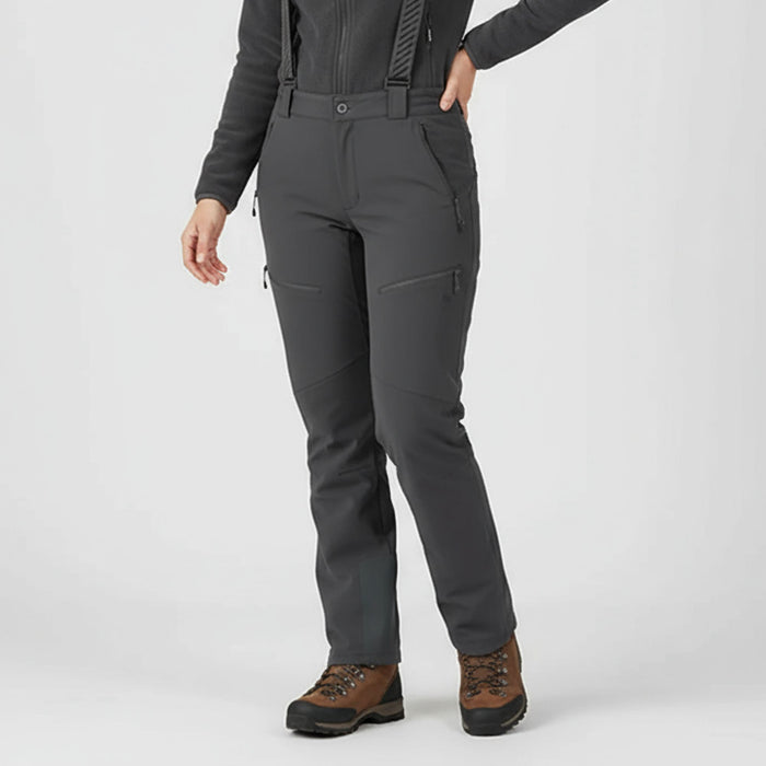 fhm softshell bikses pelēkas, ūdensnecaurlaidīgas un elastīgas, piemērotas ziemas pārgājieniem un ārai Latvijā