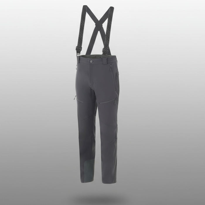 FHM softshell bikses pelēkas, vēja un ūdens izturīgas, piemērotas ziemas pārgājieniem un makšķerēšanai Latvijas apstākļos.