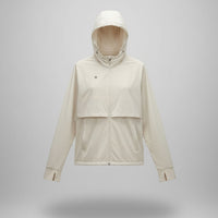 Humtto sieviešu UV aizsargjaka, viegla, ar kapuci un pirkstu caurumiem, beige, piemērota pārgājieniem un riteņbraukšanai.