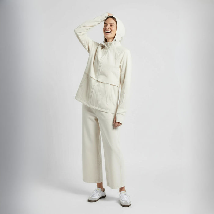 Humtto sieviešu UV aizsardzības jaka, beige, elpojoša, ar īsām biksēm, piemērota pārgājieniem un āra aktivitātēm.