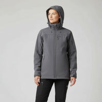 fhm softshell jaka, ūdensnecaurlaidīga, vēja necaurlaidīga pelēka jaka ārā pieaugušai sievietei