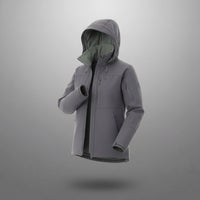 FHM softshell jaka, ūdensnecaurlaidīga, vēja necaurlaidīga, pelēka, āra aktivitātēm rudenim un lietainam laikam.