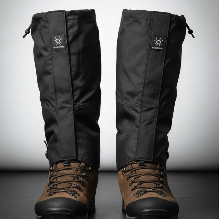 samstrong gaiteri melni, ūdensnecaurlaidīgi poliesterā, aizsardzība pret sniegu un dubļiem pārgājieniem