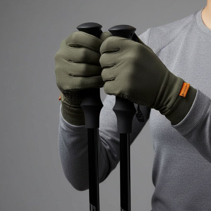 Thermowave merino cimdi, vilna, siltuma aizsardzība, zaļi, piemēroti pārgājieniem un aktivitātēm aukstā laikā