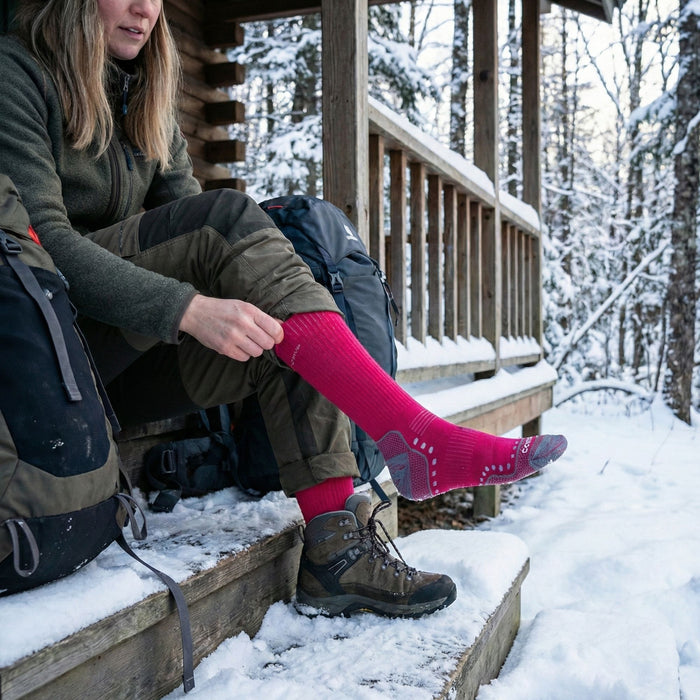Alpakas merino vilnas vieglās pārgājienu zeķes rozā krāsā