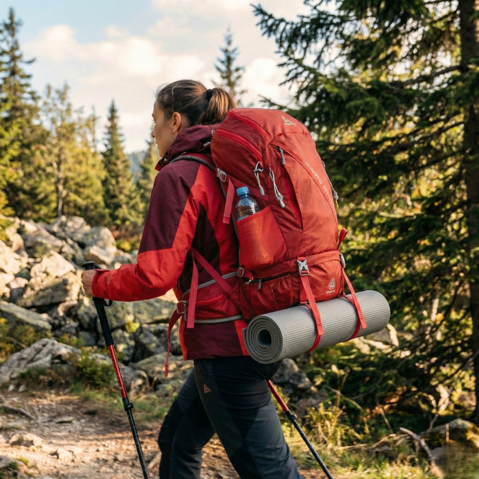 Humtto Pārgājienu Mugursoma ar Alumīnija Rāmi 36L Sarkana