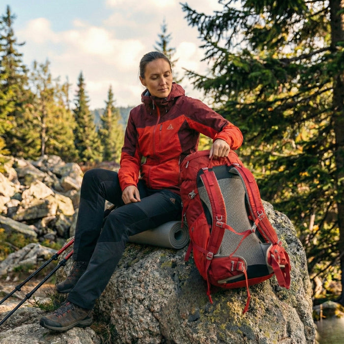 Humtto Pārgājienu Mugursoma ar Alumīnija Rāmi 36L Sarkana