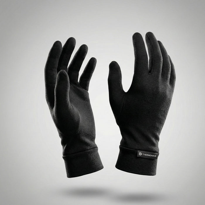 Черные универсальные перчатки из мериносовой шерсти