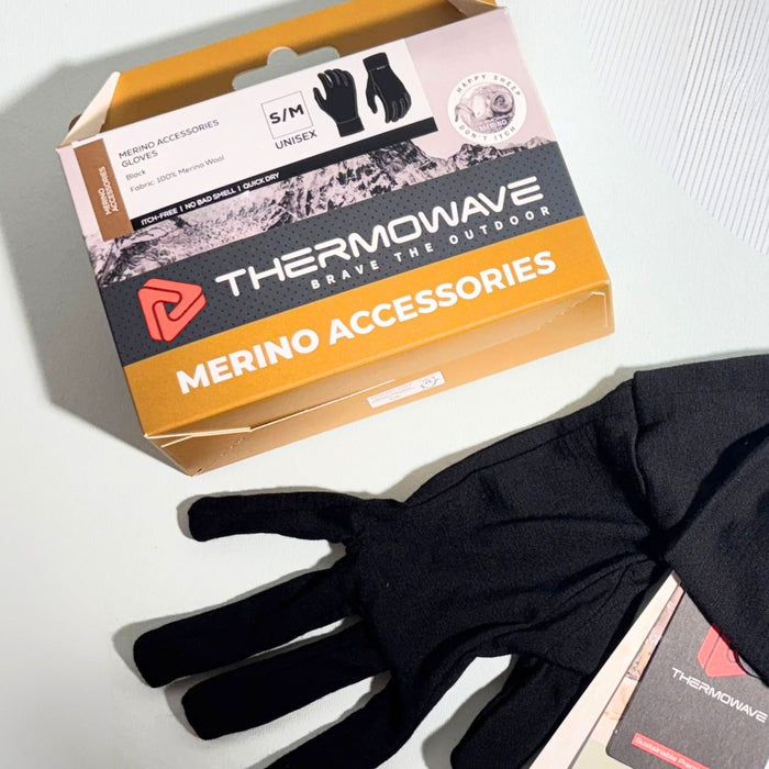 Черные универсальные перчатки из мериносовой шерсти