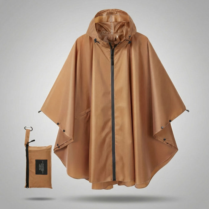 Viegls, atkārtoti lietojams lietus pončo, brūns