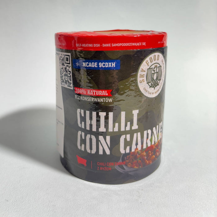 Chili Con Carne ar Rīsiem Pašsildošā Bundžā MRE Tūristu Pārtika