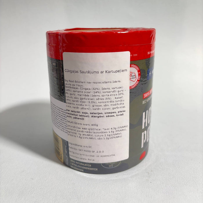 Cūkgaļas Sautējums ar Kartupeļiem Pašsildošā Bundžā MRE Tūristu Pārtika