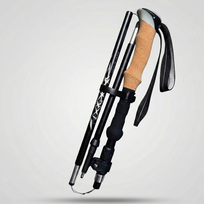 Trekking Poles 2 pcs Folding Aluminum Cork Handle Black