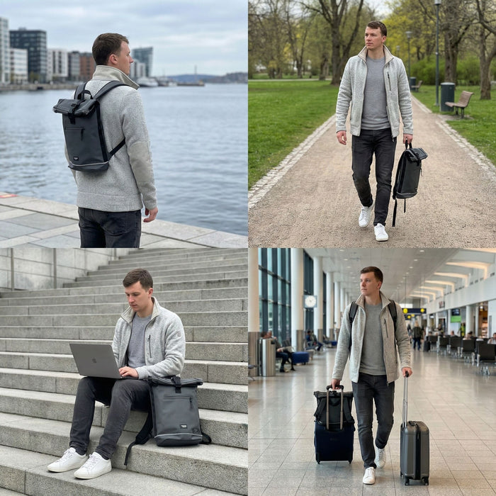 Водонепроницаемый рюкзак для ноутбука Beagles Rolltop рюкзак для Ryanair серый