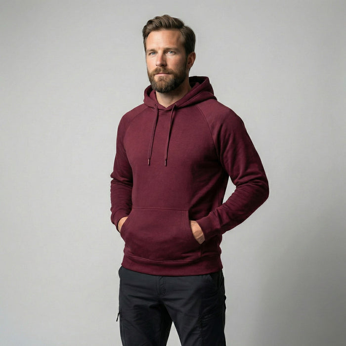 Džemperis ar kapuci Wave 70% kokvilna Raglan piegriezums Vinous bez logo