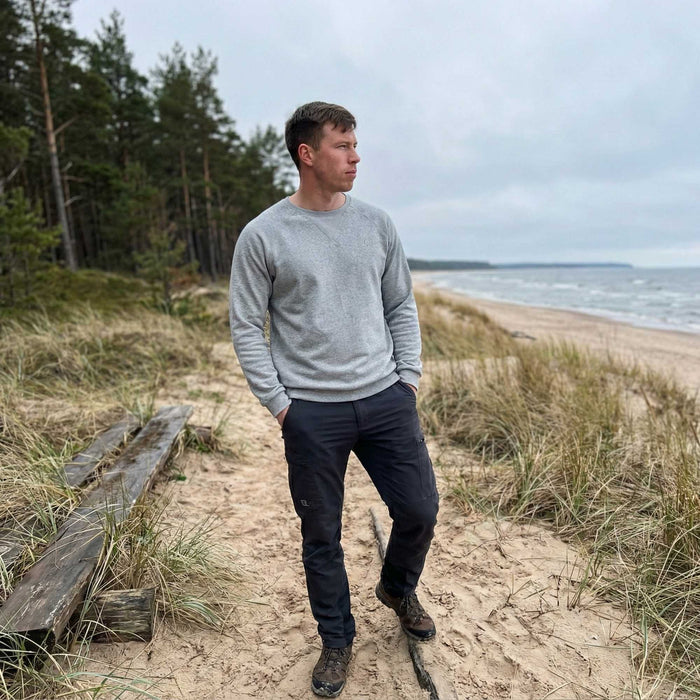 Džemperis Wave TH 100% Kokvilna Raglāna Piegriezums Gaiši Pelēks