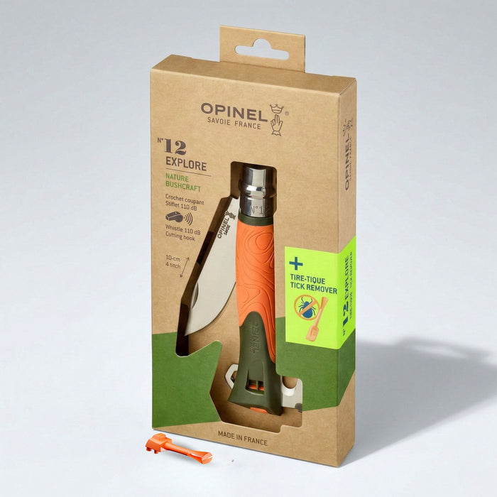 Складной нож Opinel Explore No.12 с инструментом для удаления клещей Оранжевый
