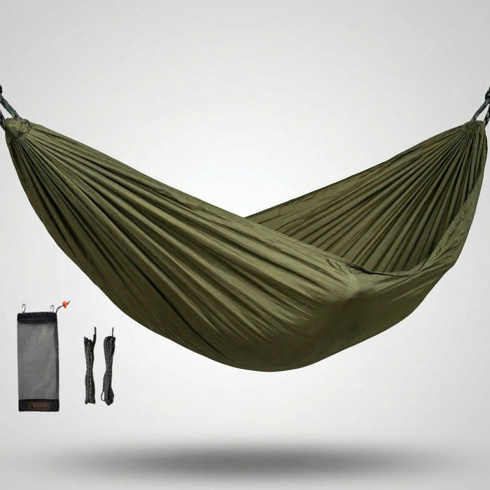 Lightweight Travel Hammock Bushmen EASY parachute nylon olive 400g
